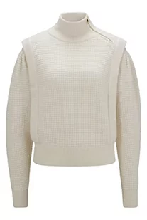 BOSS Damski sweter z dzianiny w kolorze białym, L (DE) - Swetry damskie - miniaturka - grafika 1