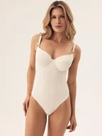 Stroje kąpielowe - Strój plażowy jednoczęściowy Pearl Esotiq biały M - miniaturka - grafika 1