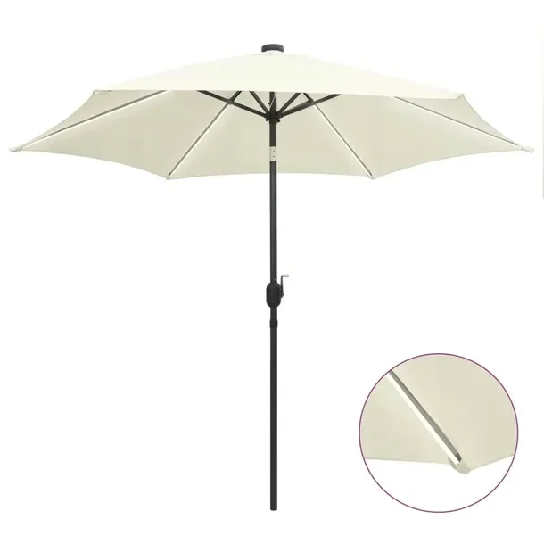 VMP Parasol Ogrodowy Składany Na Słupku Zadaszenie Oświetlenie Led 300 Cm