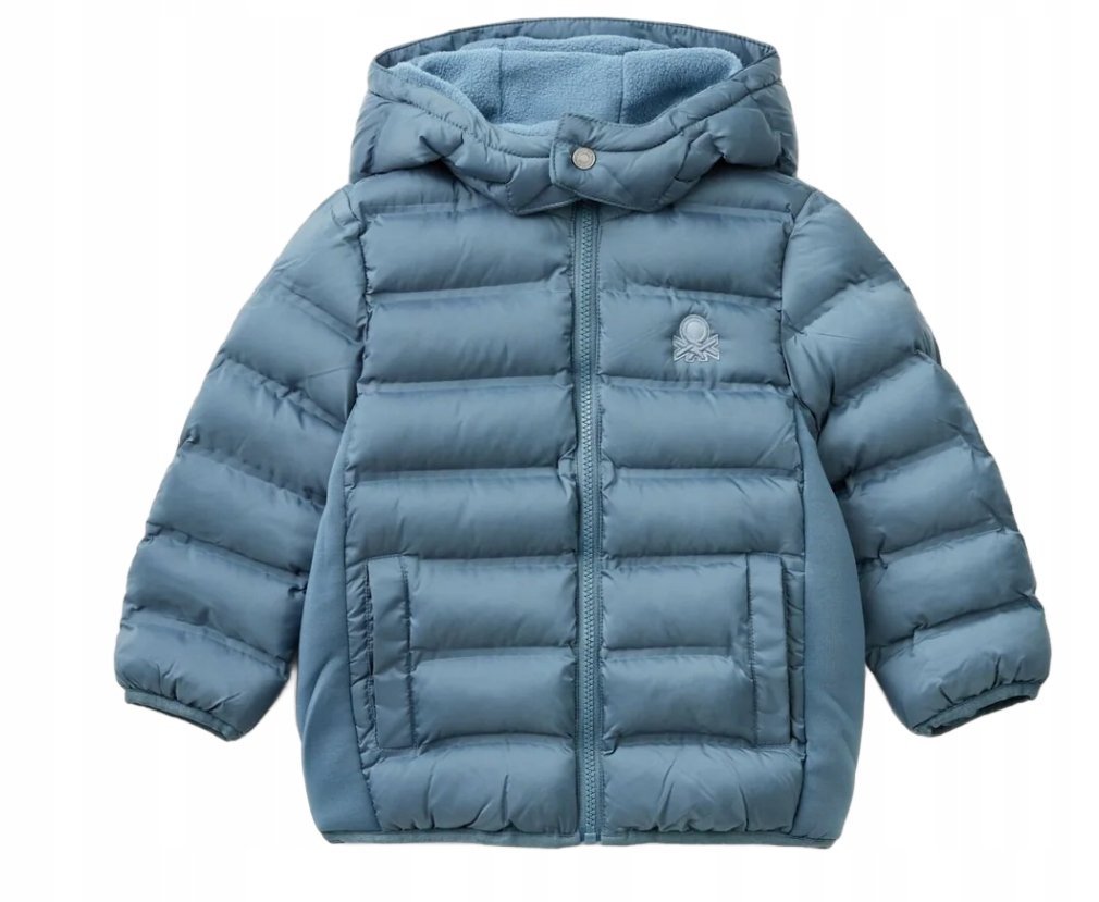 UNITED COLORS OF BENETTON NIEBIESKA PIKOWANA KURTKA Z KAPTUREM 90 JPA
