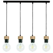 Lampy sufitowe - Britop LAMPA wisząca CLARTE 3271404 loftowa OPRAWA metalowy zwis drewno czarny - miniaturka - grafika 1