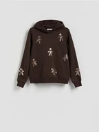 Bluzy damskie - Reserved - Bluza ze świątecznym motywem - ciemnobrązowy - miniaturka - grafika 1