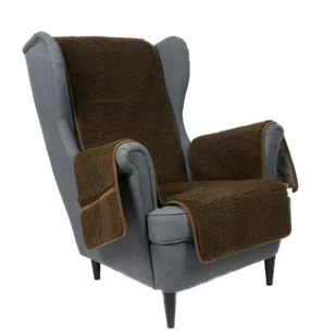 Ochraniacz wełniany merynos na fotel Luca brązowy - Pokrowce na materace - miniaturka - grafika 1