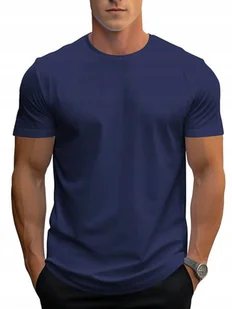 T-shirt męski Granatowa KOSZULKA męska 100% BAWEŁNA PODKOSZULEK ~ XL ~ - Koszulki męskie - miniaturka - grafika 1