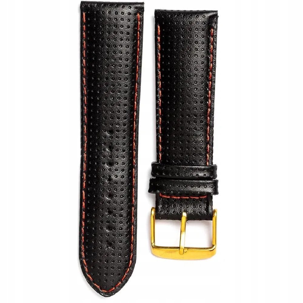 Adriatica czarny pasek skórzany 24 mm ze złotą sprzączką