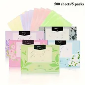 Pozostałe akcesoria kosmetyczne - TEMU 500 Sztuk (5 Opakowań) – Wzmocnione Papierki Absorbujące Tłuszcz, Bez Pozostawiania Śladów, Matowe Wykończenie – Dla Wszystkich Typów Cera - miniaturka - grafika 1