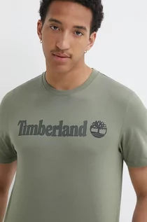 Koszulki męskie - Timberland t-shirt bawełniany męski kolor zielony z nadrukiem TB0A5UPQ5901 - grafika 1