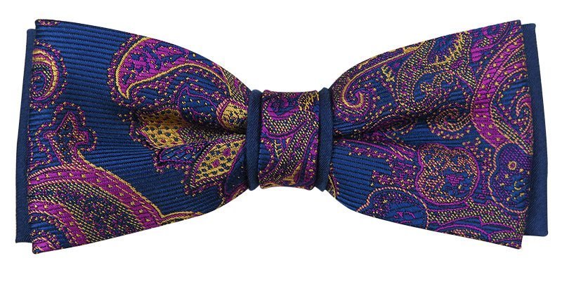 Granatowa mucha z poszetką - paisley A184