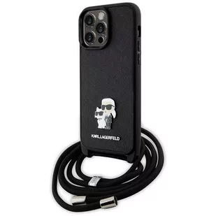 Karl Lagerfeld KLHCP13XSAKCPSK iPhone 13 Pro Max 6.7" hardcase czarny/black Crossbody Saffiano Metal Pin Karl & Choupette - Etui i futerały do telefonów - miniaturka - grafika 1