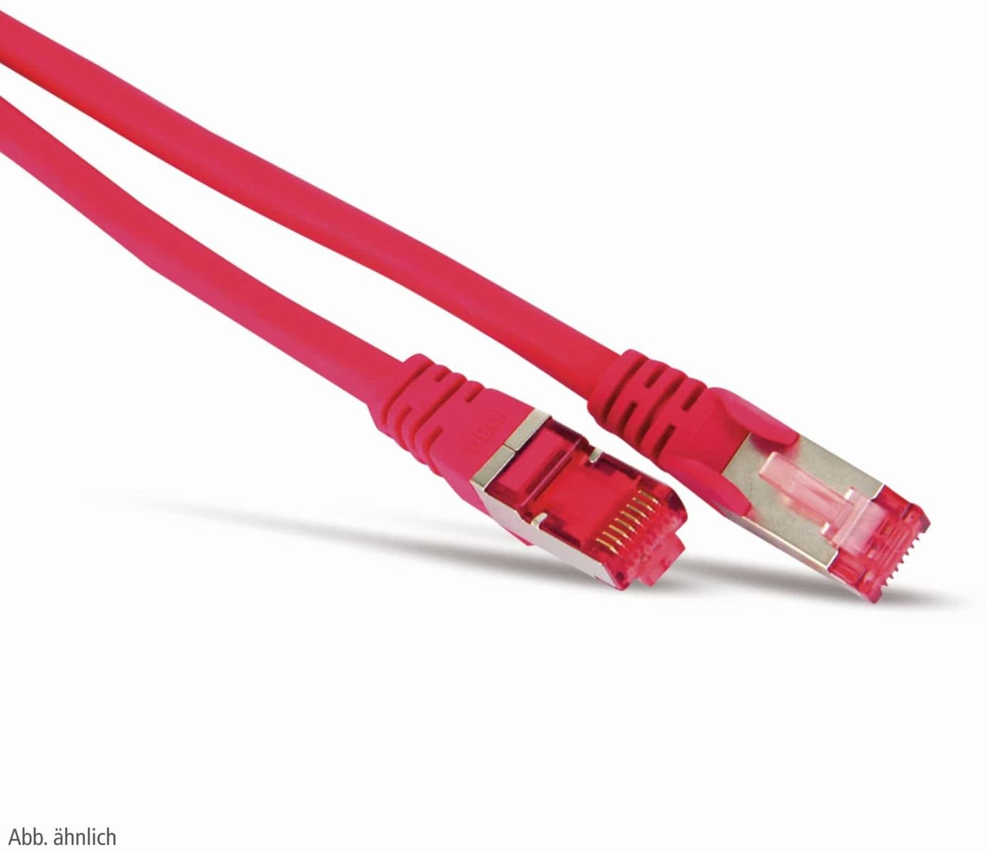 Kabel sieciowy krosowy, kat. 6A, S/FTP, PIMF, bezhalogenowy, GHMT-CERTIFIED, czerwony, 0,25m - Kabel krosowy kat. 6A S/FTP PIMF 500 MHz bezhalogenowy - Złącza: Wtyk RJ45