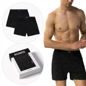 Majtki męskie - BOKSERKI MĘSKIE bawełniane luźne 2MBX-058-CZA/CZA wygodne Atlantic *XXL - miniaturka - grafika 1