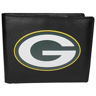 NFL Siskiyou sportowy męski Green Bay Packers dwuskładany portfel duże logo jeden rozmiar czarny - Portfele - miniaturka - grafika 1
