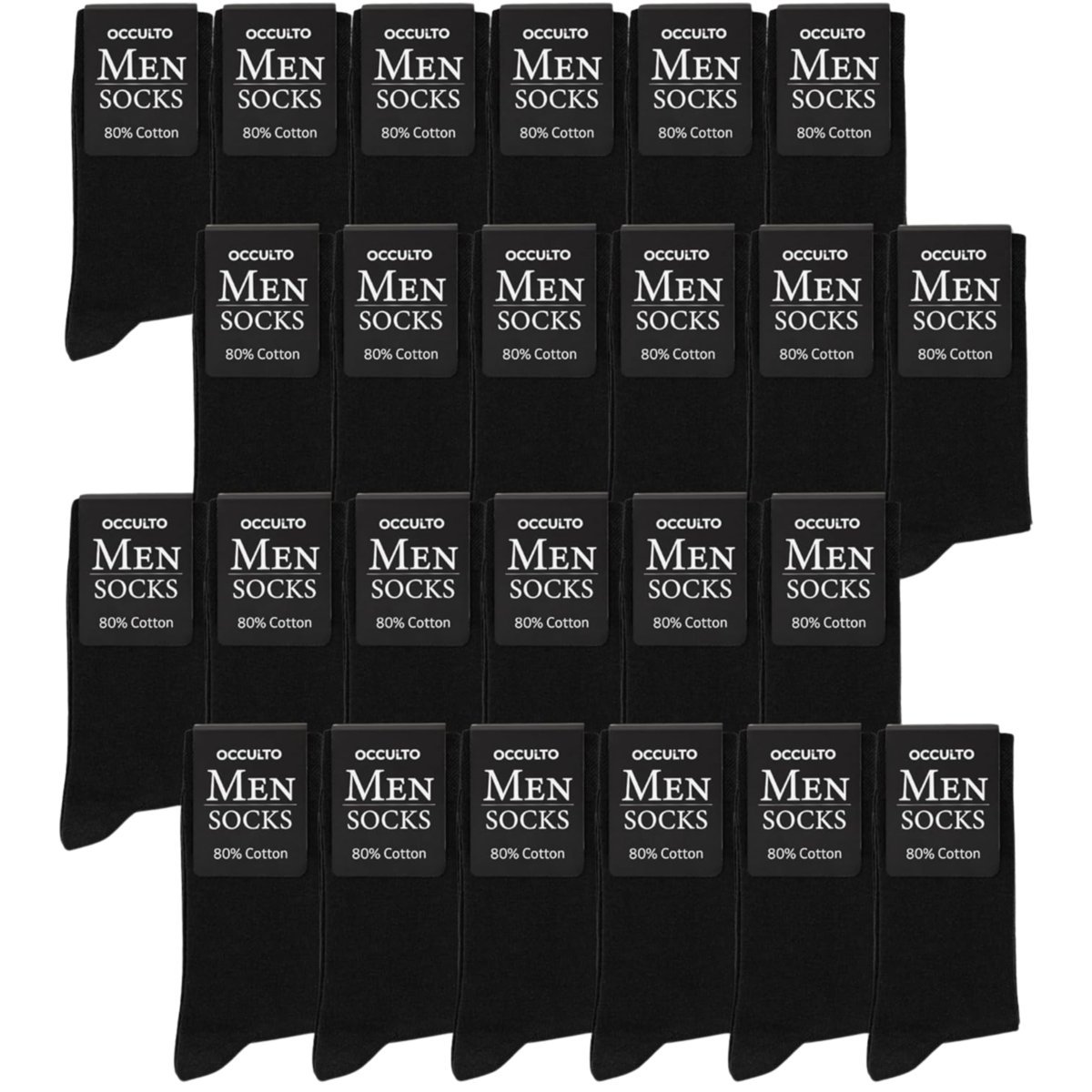 Skarpety męskie czarne 24 pary Occulto 43-46 eleganckie bawełna gładkie