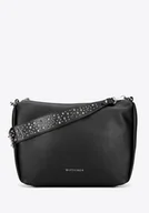 Torebki damskie - Damska torebka na ramię z ekoskóry z dżetami czarna - miniaturka - grafika 1