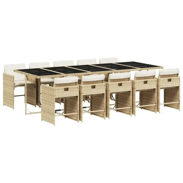 Zestaw mebli ogrodowych rattan PE, stół 275x106x73 cm, krzesła 50,5x54x7