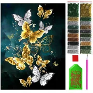 Prace ręczne dla dzieci - Haft diamentowy 5D 30x40cm mozaika zestaw motyle koraliki motyl obraz - miniaturka - grafika 1