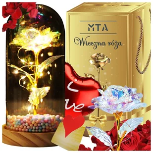 Wieczna róża w szkle Prezent Dzień Matki Mamy - Sztuczne kwiaty - miniaturka - grafika 1