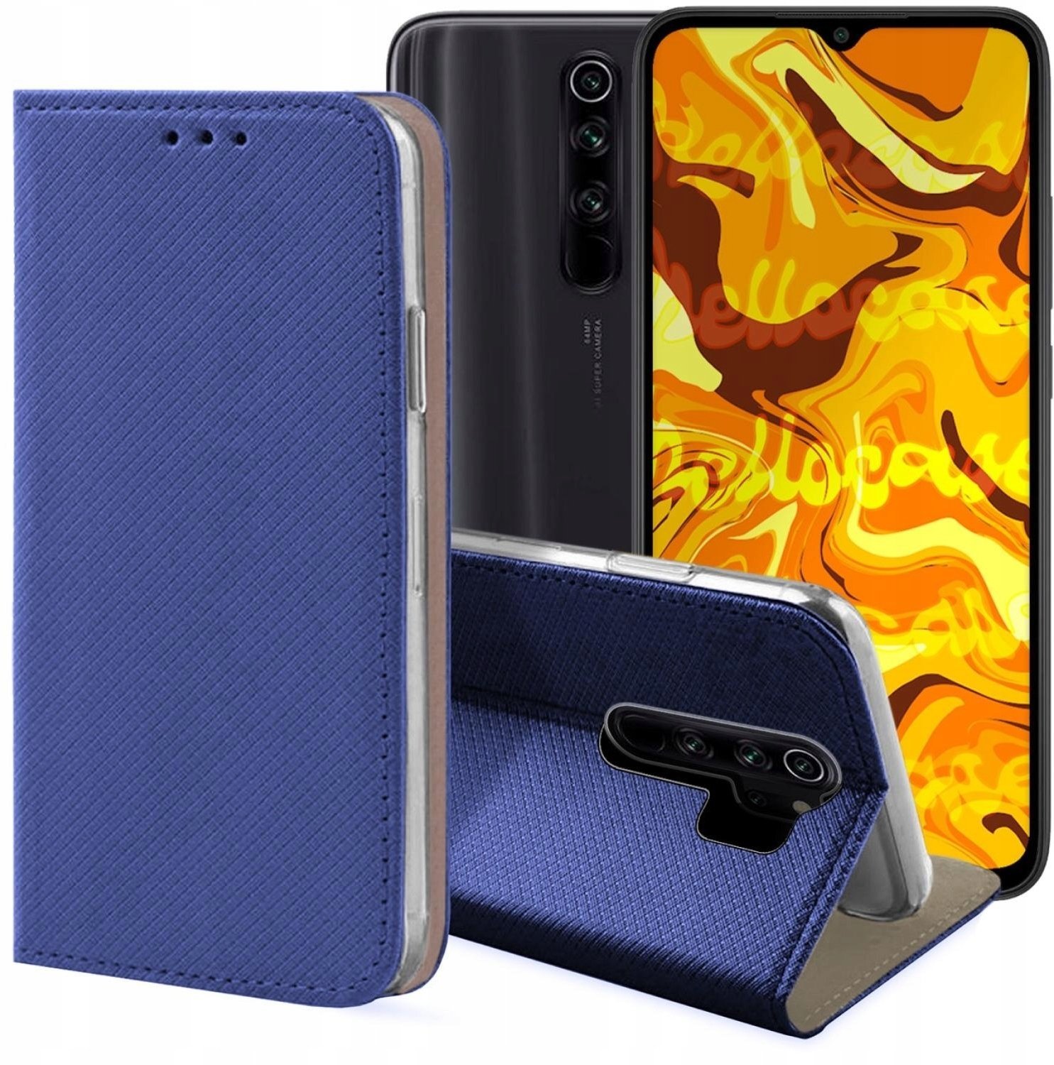Hello Case Etui z Klapką Do Xiaomi Redmi Note 8 Pro Granatowe, Magnetyczne, Zamykane