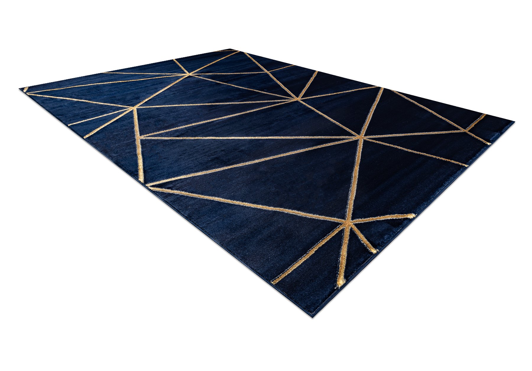 Dywan EMERALD ekskluzywny 1013 glamour, stylowy geometryczny granatowy / złoty niebieski 160x220 cm