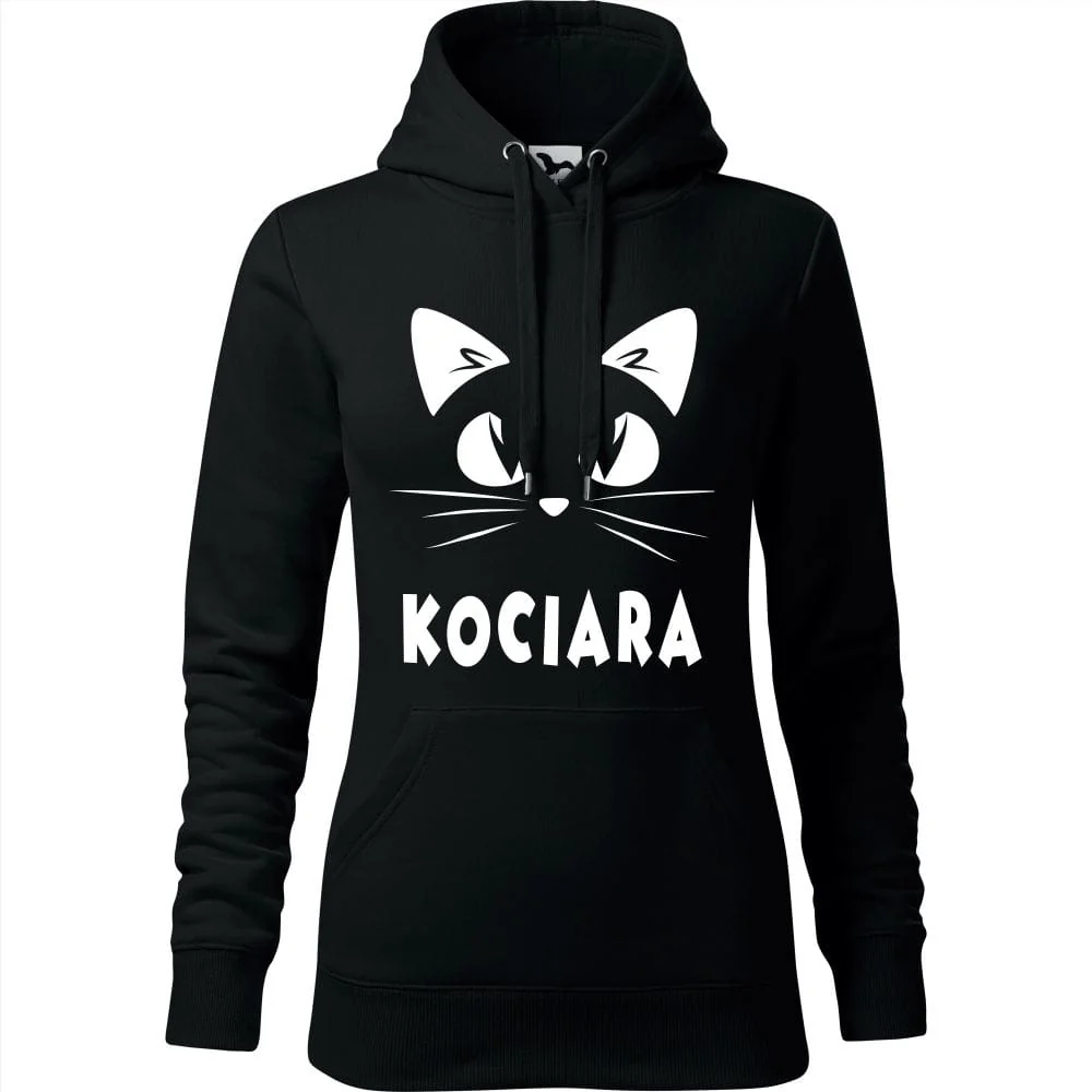 Damska Bluza Z Kapturem - Kociara Czarny L