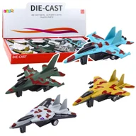 Samoloty i helikoptery - Myśliwiec Wojskowy Z Napędem Frykcyjnym Metalowy 11cm Mix LEAN TOYS - miniaturka - grafika 1