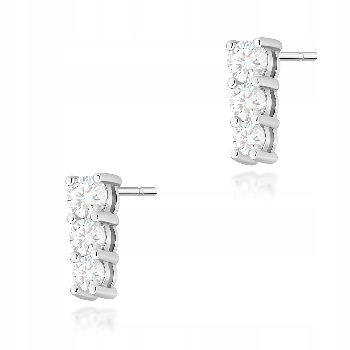 Eleganckie kolczyki z białego złota 585 diamenty z brylantami prezent 1.7g