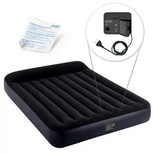 Intex Materac Dmuchany Welurowy Łóżko 203x152x25 Intex 64150 z Pompką 230V MUMO64150 - Materace turystyczne - miniaturka - grafika 1