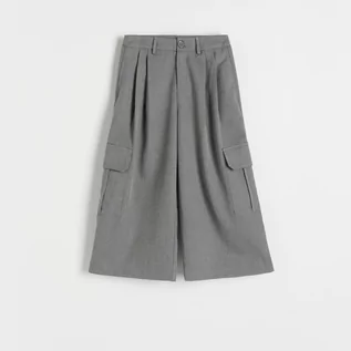 Spodnie i spodenki dla dziewczynek - Reserved - Spodnie wide leg - Szary - grafika 1