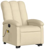 Fotele - Kremowy rozkładany fotel relaksacyjny z masażem T3-F77 - miniaturka - grafika 1