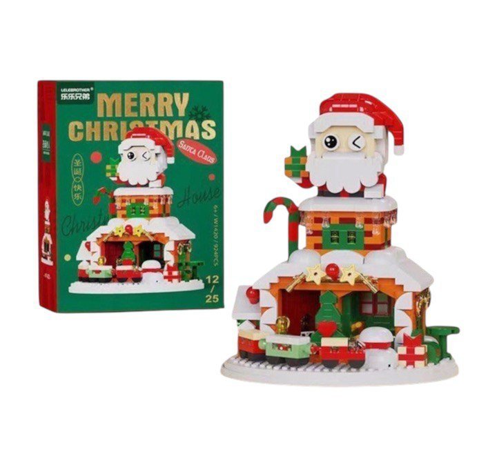 ŚWIĄTECZNY DOMEK Z FIGURKĄ MIKOŁAJA Z KLOCKÓW – 924 ELEMENTY, ZESTAW MERRY CHRISTMAS DLA DZIECI 6+