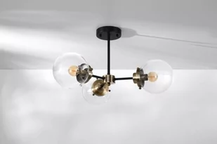 Candellux Loftowa LAMPA sufitowa LENS 33-01290 retro plafon do sypialni kule balls czarne patyna 33-01290 - Lampy sufitowe - miniaturka - grafika 1