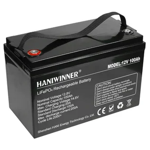 Akumulator Litowy LiFePO4 HANIWINNER HD009-10 12,8V 100Ah Zapasowe Zasilanie, 1280Wh Energii, 2000 Cykli, Wbudowany BMS - Baterie do zasilaczy awaryjnych UPS - miniaturka - grafika 1