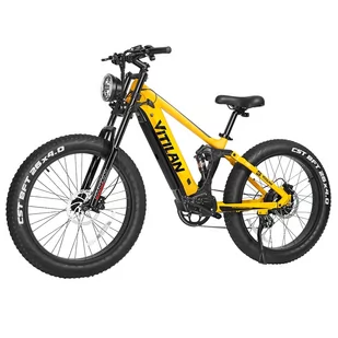 Elektryczny rower górski Vitilan T7, grube opony CST 26*4,0 cali, silnik Bafang 750W, bateria 48V 20Ah - żółty - Rowery elektryczne - miniaturka - grafika 4