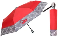 Parasole - Automatyczna parasolka damska marki Parasol, czerwona z ornamentem - miniaturka - grafika 1