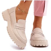 Mokasyny damskie - Damskie Mokasyny Półbuty Skórzane Big Star LL274457 Beżowe beżowy - miniaturka - grafika 1