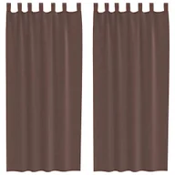 Zasłony - vidaXL Zasłony woalowe z zakładką na górze 2 szt. Brązowe - miniaturka - grafika 1