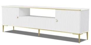 Biała szafka rtv z lamelami na froncie B9-W82 - Szafki RTV Biała szafka rtv z lamelami na froncie B9-W82 - Szafki RTV - miniaturka - grafika 1