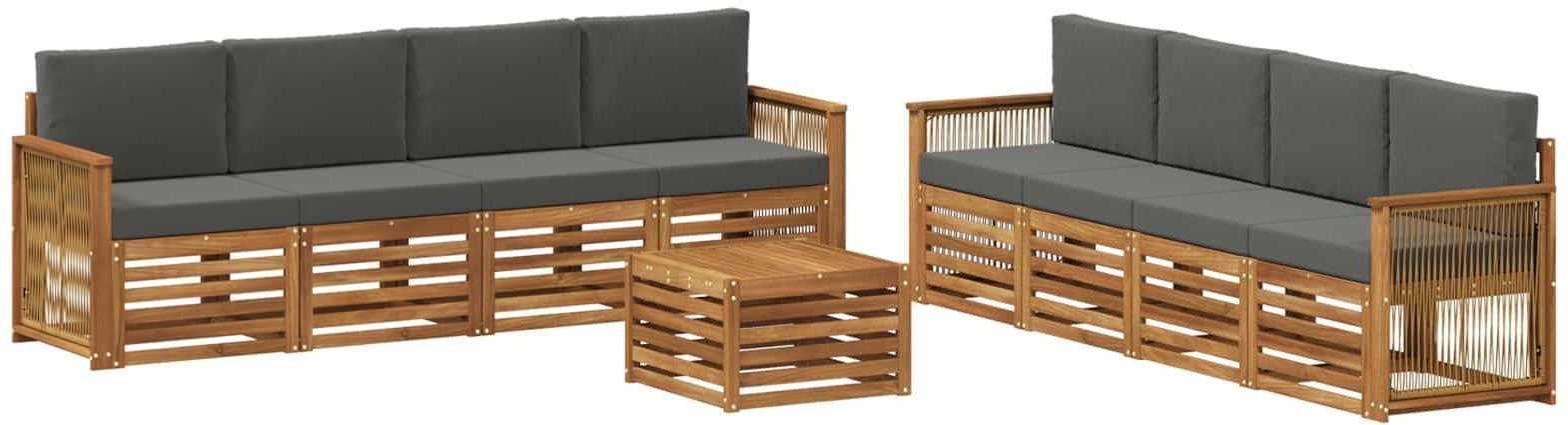 vidaXL Zestawy sof z poduszką 9 pcs Lite Drewno Akacji