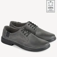 Półbuty męskie - Casualowe półbuty ze skóry naturalnej Felix szare - BRILU - miniaturka - grafika 1