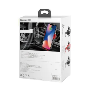 Baseus Metal Gravity Wireless Charger metalowy uchwyt samochodowy na kratkę wentylacyjną bezprzewodowa ładowarka Qi czerwony (WXYL-B09) - Ładowarki do telefonów - miniaturka - grafika 9