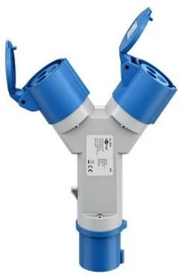 Goobay Adapter CEE, wtyczka CEE do 2x gniazda CEE - Połączenie typu gniazdo kombinowane CEE + 2x gniazdo styku ochronnego - Kable - miniaturka - grafika 1