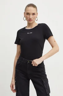Guess t-shirt bawełniany TWEED damski kolor czarny W4YI27 I3Z14 - Koszulki sportowe damskie - miniaturka - grafika 1