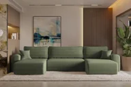 Narożniki - Sofa w kształcie U CAPRI narożnik tkanina Poso jasnozielony - miniaturka - grafika 1