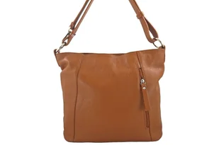 Pojemny skórzany worek na ramię - Brązowy jasny - Plecaki worki - miniaturka - grafika 1