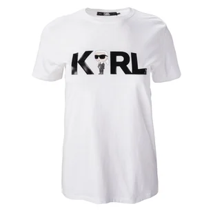 Damska Koszulka z krótkim rękawem KARL LAGERFELD IKONIK 2.0 KARL LOGO T-SHIRT 230W1706-100 – Biały - Koszulki i topy damskie - miniaturka - grafika 1