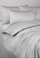 Pościel - Pościel adamaszek jasny szary z białą lamówką 180x200 MARO HOME - miniaturka - grafika 1