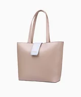 Torebki damskie - PUCCINI Elegancka torebka typu shopper z kontrastowym zapięciem beżowa - miniaturka - grafika 1