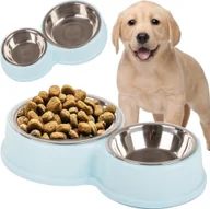 Miski dla psów - Verk Miska podwójna dla psa kota metalowa na karmę wodę Miska podwójna dla psa kota metalowa na karmę wodę - miniaturka - grafika 1