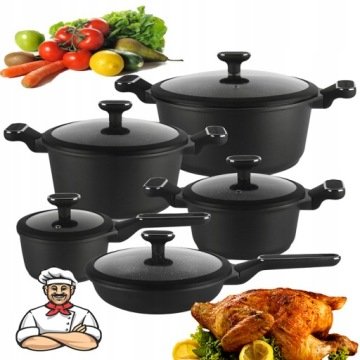 Zestaw garnków Komplet Edenberg aluminiowe 10 el. Czarny