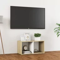 Szafki RTV - vidaXL Lumarko Szafka pod TV, biel i dąb sonoma, 72x35x36,5 cm, płyta wiórowa 805530 - miniaturka - grafika 1